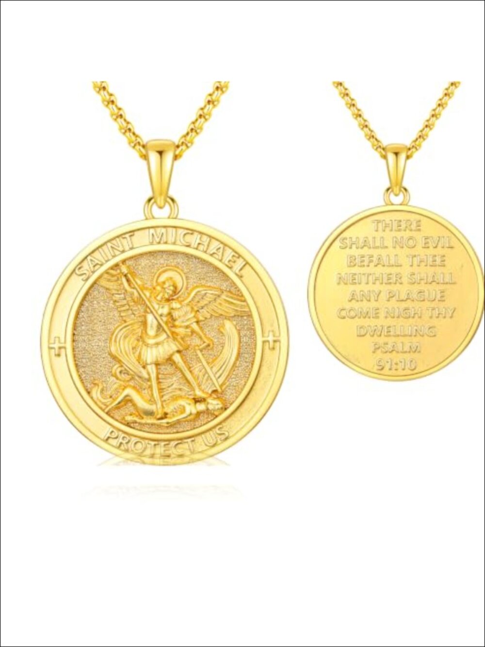 Saint Michael Archangel Necklace Gold Plated Pendant 22 Inch Chain Religious